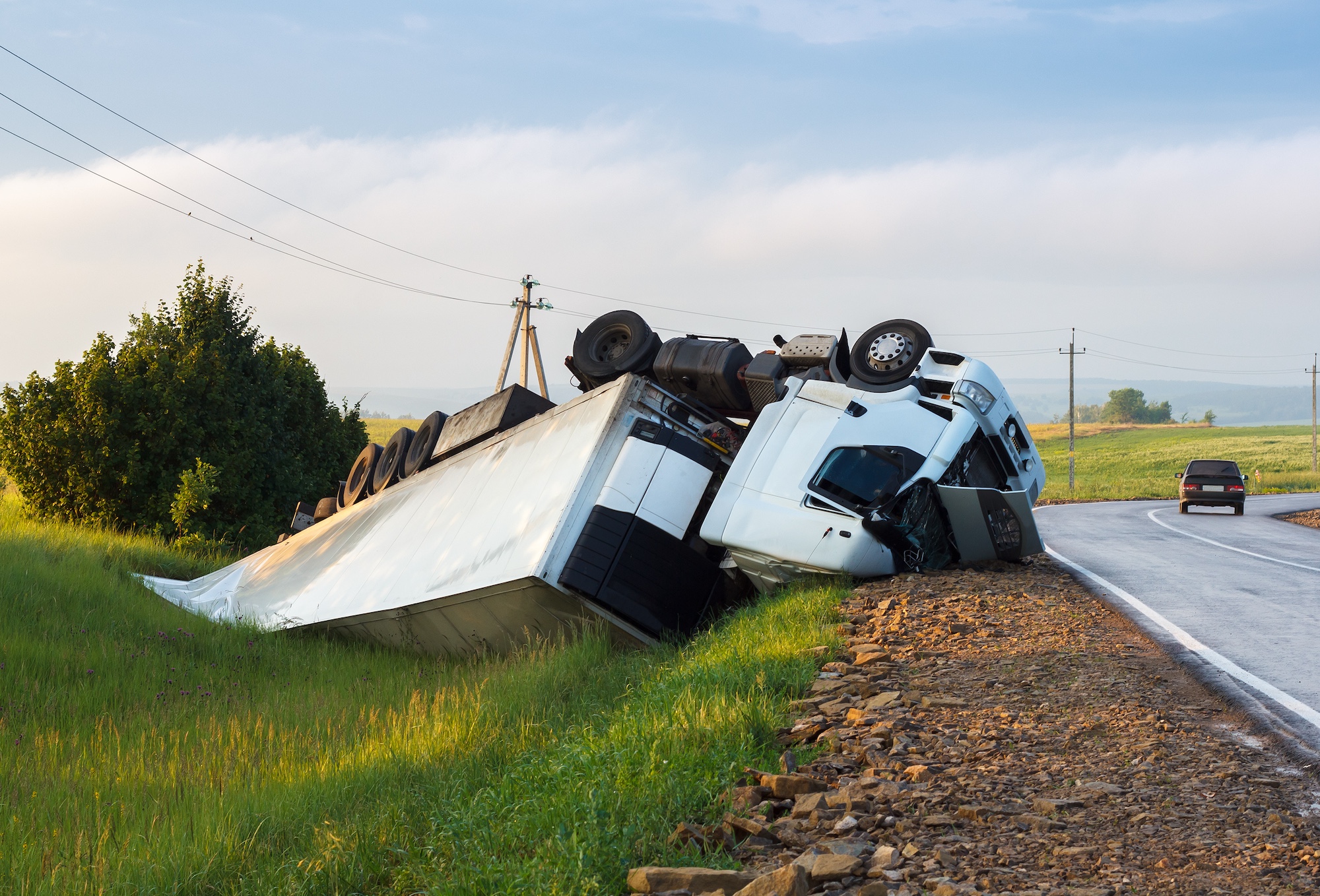 Hard Truck Crash At The Freeway